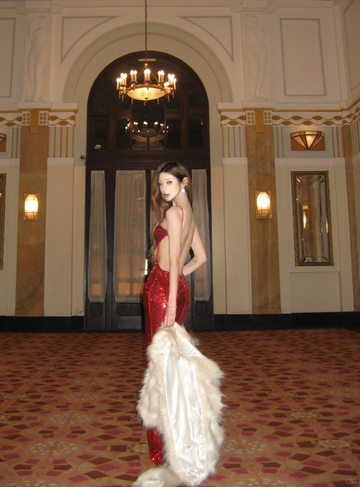 Sexy Red Sheath Halter Sequin Open Back Prom Dress Party Dresses HZ1023